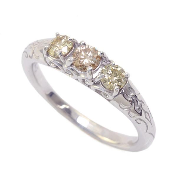 ファンシーカラーダイヤモンドリング 森羅万象 PT900 K18 K10