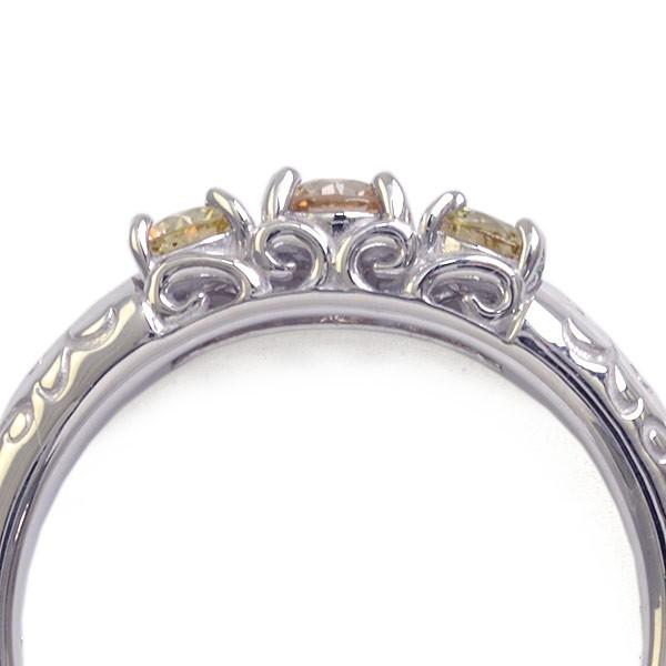 計0.858ct ファンシーカラー ダイヤモンドリング PT900 パヴェ 計0.858