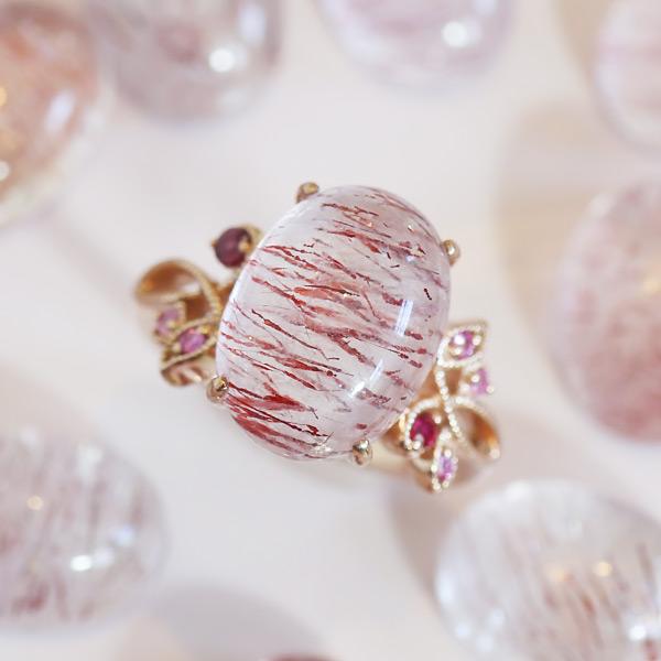 ストロベリークオーツ ルビー ピンクサファイア リング SV925ピンクメッキ 指輪　PT900 K18 K10はお問い合わせ下さい | 