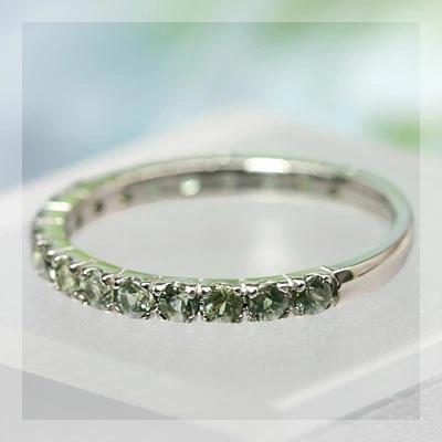 19石が並ぶグリーンサファイアストレートリング PT900 K18 K10対応 誕生石 9月の画像