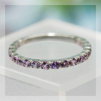 バイオレットサファイア19石ストレートリング PT900 K18 K10対応