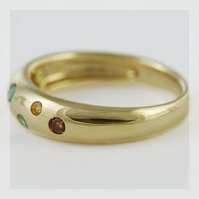 マルチカラー７石の宝石ドッツリング PT900 K18 K10対応の画像