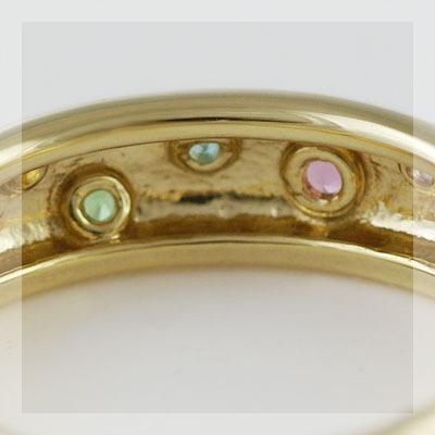 マルチカラー７石の宝石ドッツリング PT900 K18 K10対応の画像