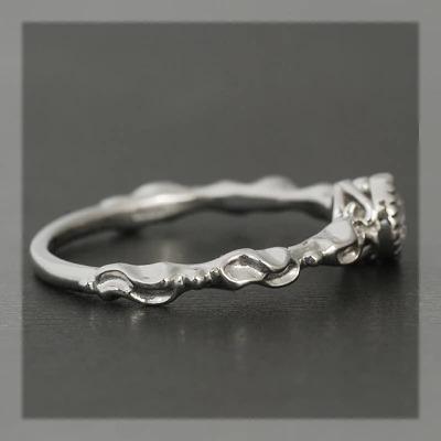 鑑定カード付き ダイヤモンドミル打ちリング 誕生石 4月 PT900 K18 K10対応の画像
