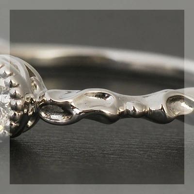 鑑定カード付き ダイヤモンドミル打ちリング 誕生石 4月 PT900 K18 K10対応の画像