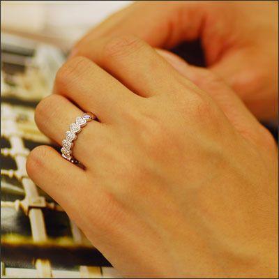 ダイヤモンドハートエタニティー プチ”パヴェリング PT900 K18 K10対応 誕生石 4月の画像