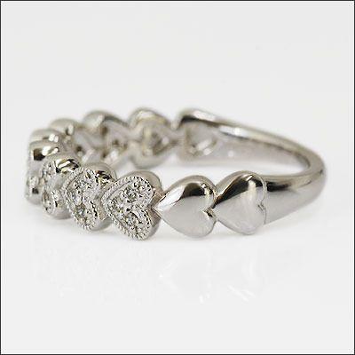 ダイヤモンドハートエタニティー プチ”パヴェリング PT900 K18 K10対応 誕生石 4月の画像