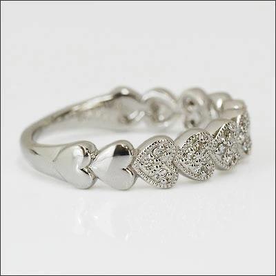 ダイヤモンドハートエタニティー プチ”パヴェリング PT900 K18 K10対応 誕生石 4月の画像