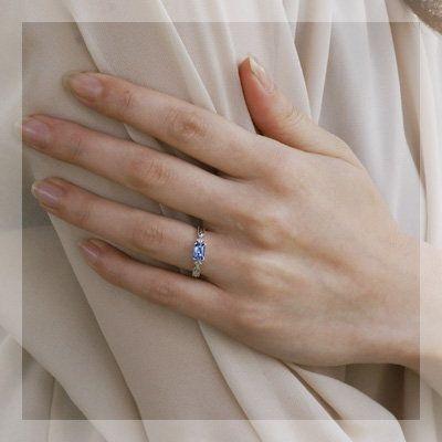６×４ミリ オクタゴンタンザナイトリング 誕生石 12月 PT900 K18 K10対応の画像