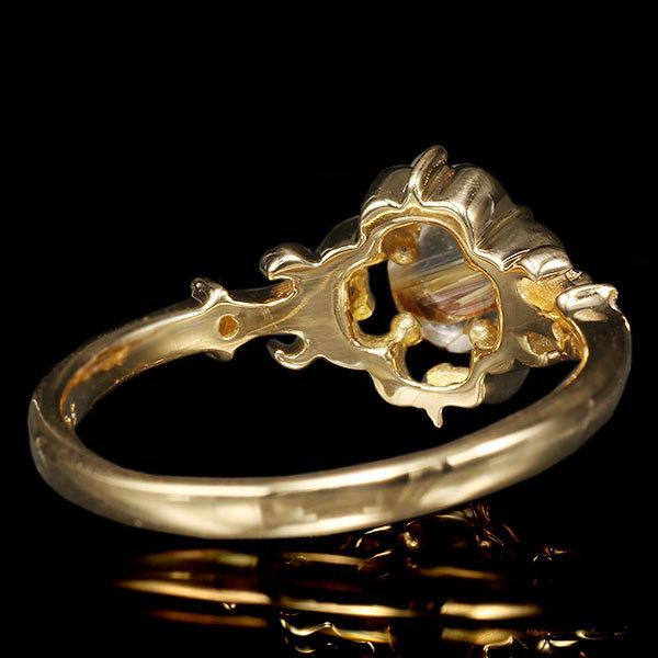 指輪 ルチルクオーツキャッツアイ ローズカットダイヤモンド