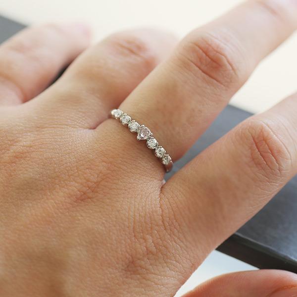 限定1本 PT900 0.09ct ピンクダイヤモンド 0.16ct ダイヤモンド リング 12号 サイズ変更承ります 誕生石4月の画像