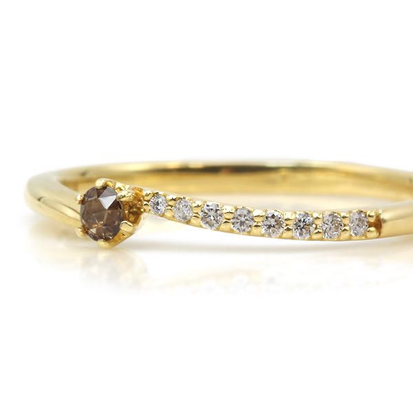 限定1本 K18YG 0.05ct ローズカットブラウンダイヤモンド 0.05ct ダイヤモンド リング 13号 サイズ変更承ります 誕生石4月の画像