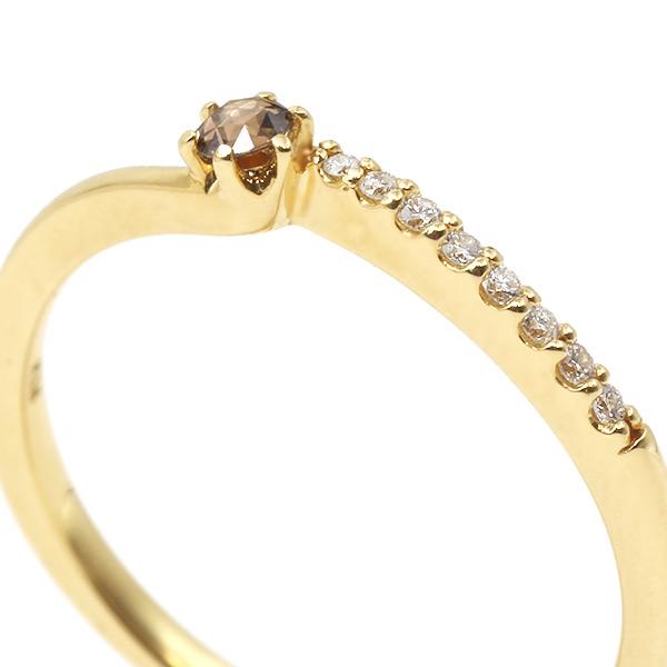 限定1本 K18YG 0.05ct ローズカットブラウンダイヤモンド 0.05ct ダイヤモンド リング 13号 サイズ変更承ります 誕生石4月の画像