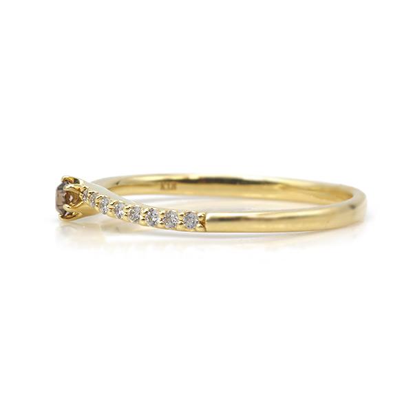 限定1本 K18YG 0.05ct ローズカットブラウンダイヤモンド 0.05ct ダイヤモンド リング 13号 サイズ変更承ります 誕生石4月の画像