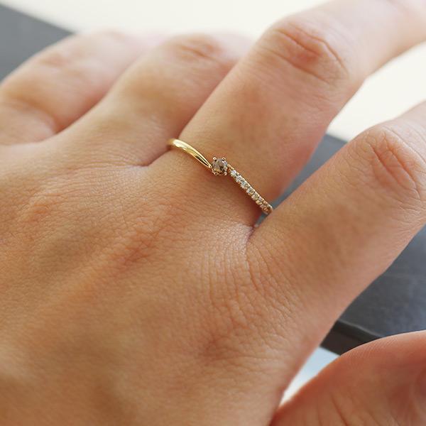 限定1本 K18YG 0.05ct ローズカットブラウンダイヤモンド 0.05ct ダイヤモンド リング 13号 サイズ変更承ります 誕生石4月の画像