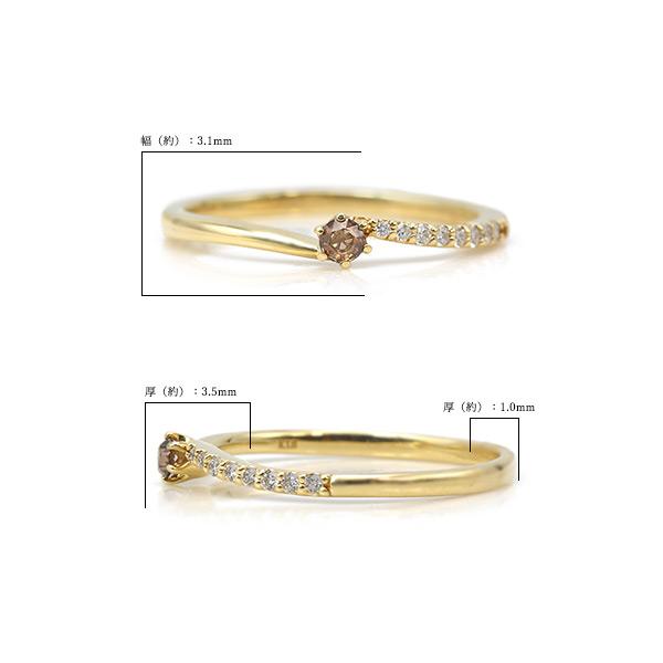 限定1本 K18YG 0.05ct ローズカットブラウンダイヤモンド 0.05ct ダイヤモンド リング 13号 サイズ変更承ります 誕生石4月の画像