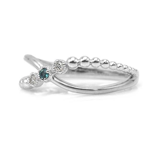 限定1本 PT950 0.01ct アレキサンド 0.02ct ダイヤモンド ピンキーリング 4.5号 サイズ変更承ります 誕生石6月4月の画像