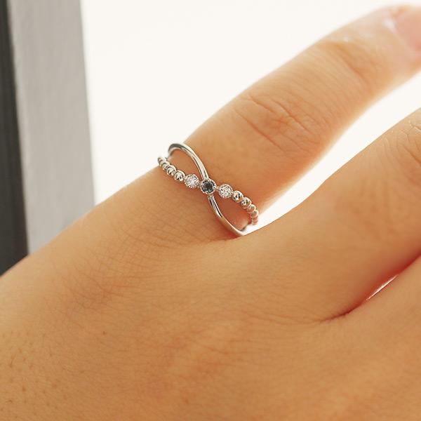 限定1本 PT950 0.01ct アレキサンド 0.02ct ダイヤモンド ピンキーリング 4.5号 サイズ変更承ります 誕生石6月4月の画像