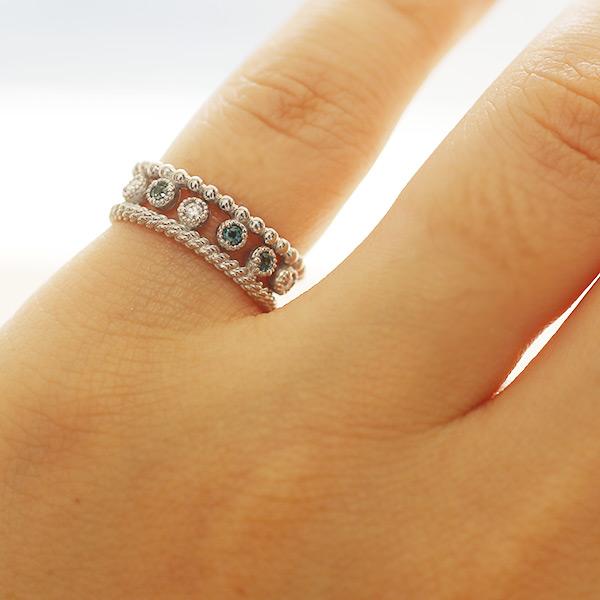 限定1本 PT950 0.04ct アレキサンド 0.04ct ダイヤモンド ピンキーリング 4.5号 サイズ変更承ります 誕生石6月4月の画像