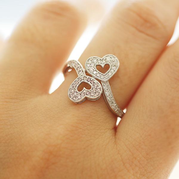 限定1本 PT900 0.12ct ピンクダイヤモンド 0.15ct ダイヤモンド リング 13号 サイズ変更承ります 誕生石4月の画像