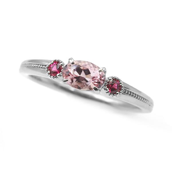 限定1本 PT900  0.5ct トップカラーモルガナイト 0.07ct レッドスピネル リング 12号 サイズ変更承ります 誕生石4月の画像