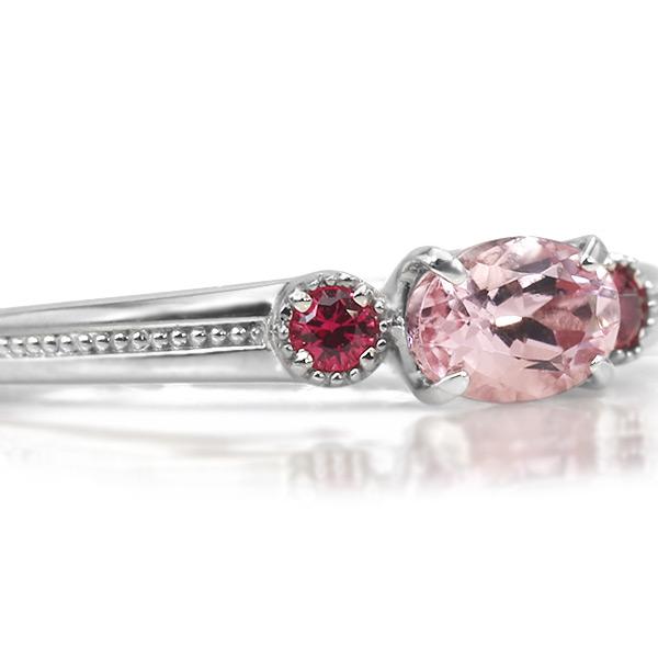 限定1本 PT900  0.5ct トップカラーモルガナイト 0.07ct レッドスピネル リング 12号 サイズ変更承ります 誕生石4月の画像