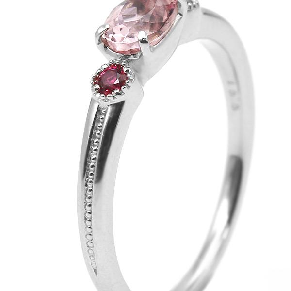 限定1本 PT900  0.5ct トップカラーモルガナイト 0.07ct レッドスピネル リング 12号 サイズ変更承ります 誕生石4月の画像