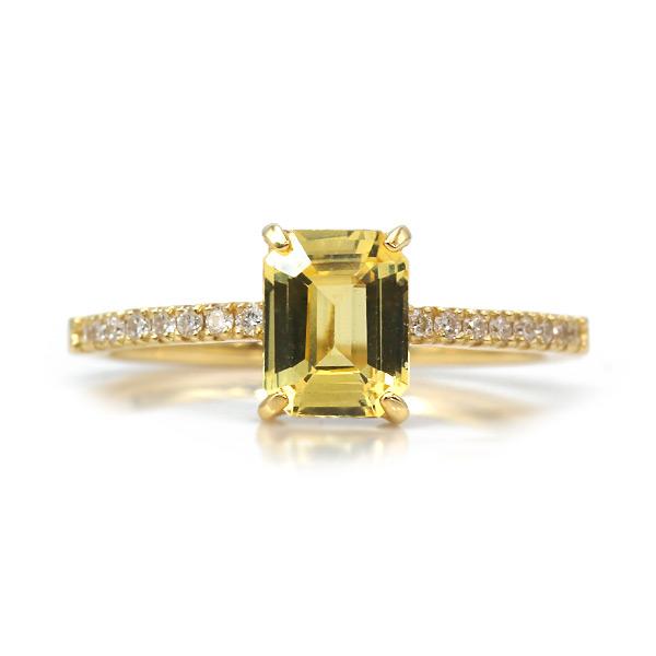 限定1本 K18YG UV蛍光 1.16ct イエローサファイア 0.11ct ダイヤモンド リング 12号 サイズ変更承ります 誕生石9月の画像