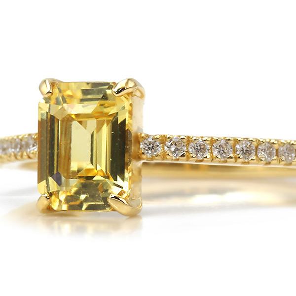 限定1本 K18YG UV蛍光 1.16ct イエローサファイア 0.11ct ダイヤモンド リング 12号 サイズ変更承ります 誕生石9月の画像