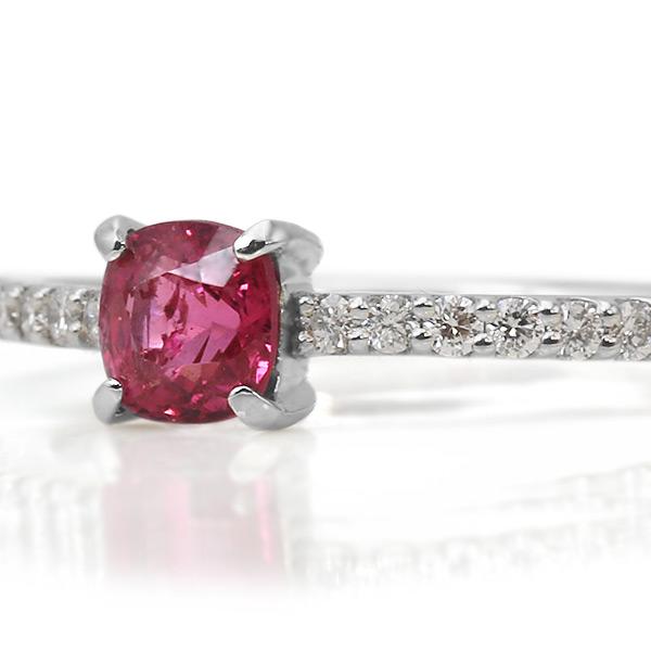 限定1本 PT900 UV蛍光 0.52ct レディッシュピンクスピネル 0.14ct ダイヤモンド リング 12号 サイズ変更承ります 誕生石8月の画像