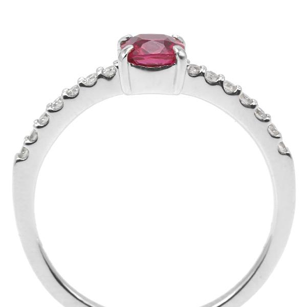 限定1本 PT900 UV蛍光 0.52ct レディッシュピンクスピネル 0.14ct ダイヤモンド リング 12号 サイズ変更承ります 誕生石8月の画像