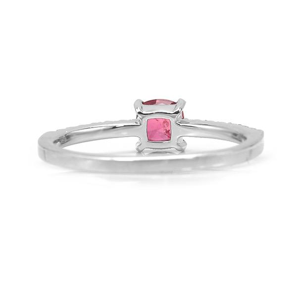 限定1本 PT900 UV蛍光 0.52ct レディッシュピンクスピネル 0.14ct ダイヤモンド リング 12号 サイズ変更承ります 誕生石8月の画像