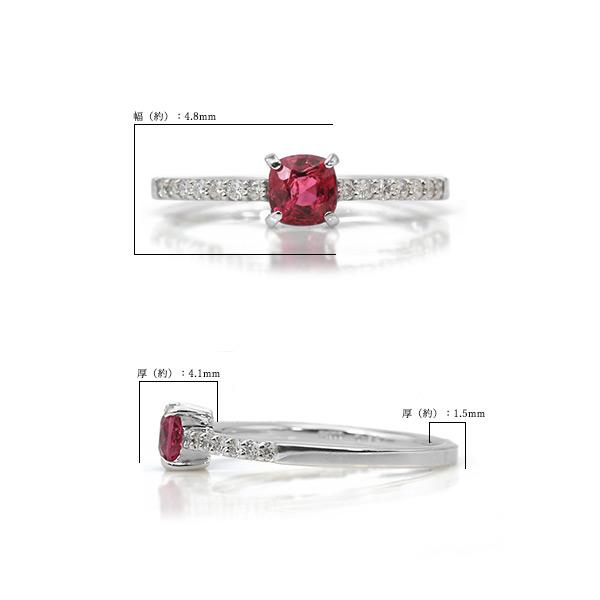 限定1本 PT900 UV蛍光 0.52ct レディッシュピンクスピネル 0.14ct ダイヤモンド リング 12号 サイズ変更承ります 誕生石8月の画像