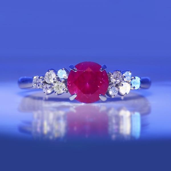 限定1本 PT900 0.85ct UV蛍光 グレープカラースピネル 0.16ct ダイヤモンド リング 12号 サイズ変更承ります 誕生石8月の画像