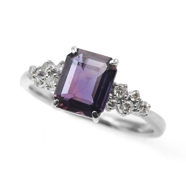 限定1本 PT900 1.65ct UV蛍光 グレープカラースピネル 0.15ct ダイヤモンド リング 12号 サイズ変更承ります 誕生石8月の画像