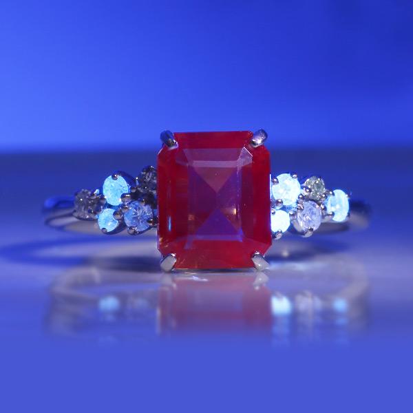 限定1本 PT900 1.65ct UV蛍光 グレープカラースピネル 0.15ct ダイヤモンド リング 12号 サイズ変更承ります 誕生石8月の画像