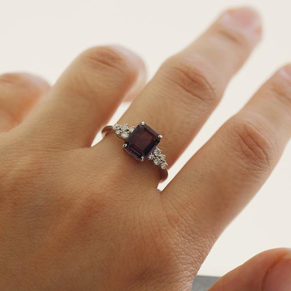 限定1本 PT900 1.65ct UV蛍光 グレープカラースピネル 0.15ct ダイヤモンド リング 12号 サイズ変更承ります 誕生石8月の画像