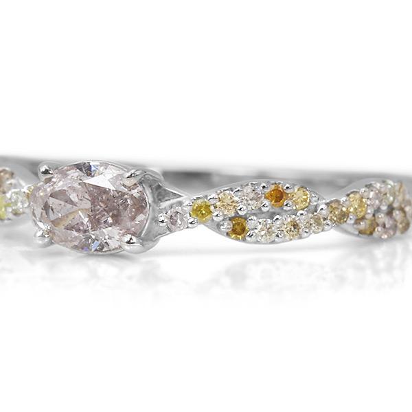 限定1本 PT900 UV蛍光 0.31ct ピンクダイヤモンド 0.16ct マルチカラーダイヤモンド リング 12号 サイズ変更承ります 誕生石4月の画像