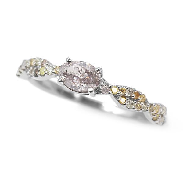 限定1本 PT900 UV蛍光 0.31ct ピンクダイヤモンド 0.16ct マルチカラーダイヤモンド リング 12号 サイズ変更承ります 誕生石4月の画像