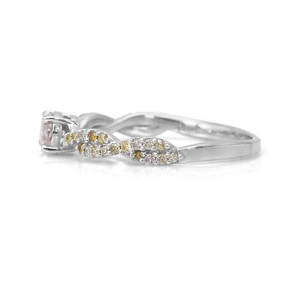限定1本 PT900 UV蛍光 0.31ct ピンクダイヤモンド 0.16ct マルチカラーダイヤモンド リング 12号 サイズ変更承ります 誕生石4月の画像