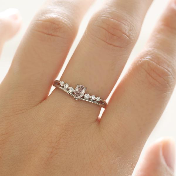 限定1本 PT900 0.23ct ピンクダイヤモンド 0.1ct ダイヤモンド リング 12号 サイズ変更承ります 誕生石4月の画像