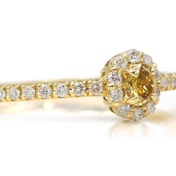 限定1本 K18YG 0.13ct イエローダイヤモンド 0.16ct ダイヤモンド リング 12号 サイズ変更承ります 誕生石4月の画像