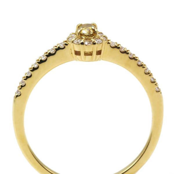 限定1本 K18YG 0.13ct イエローダイヤモンド 0.16ct ダイヤモンド リング 12号 サイズ変更承ります 誕生石4月の画像
