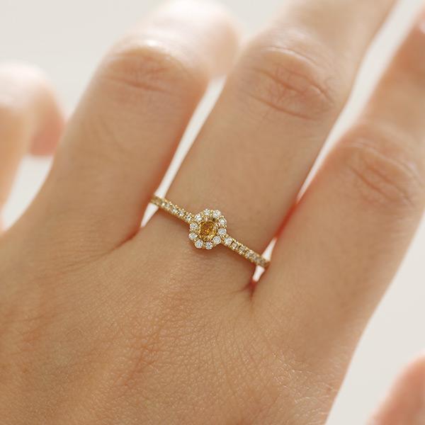 限定1本 K18YG 0.13ct イエローダイヤモンド 0.16ct ダイヤモンド リング 12号 サイズ変更承ります 誕生石4月の画像