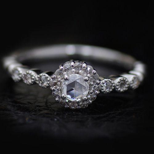 指輪  3.6mmローズカットダイヤモンド リング パリュール 誕生石 4月 PT900 K18 K10対応 | 