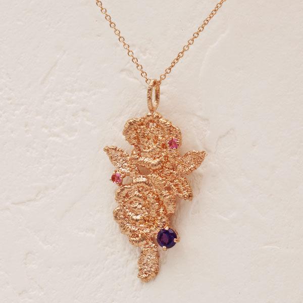 ネックレス あすつく 数量限定 SV925 ポワンドデスパーニュ ロザリン レース模様ペンダント チェーン付 |  | 02