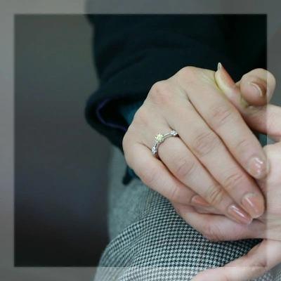 ペールイエローサファイア ローズカットヴィンテージ・デザインリング 誕生石 9月 PT900 K18 K10対応の画像