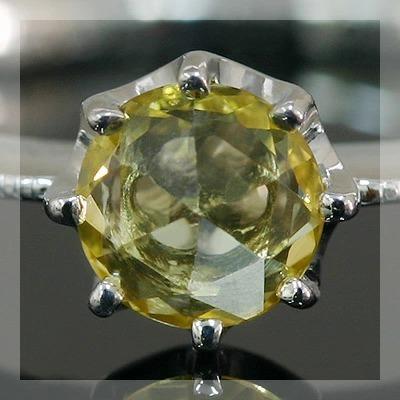 ペールイエローサファイア ローズカットヴィンテージ・デザインリング 誕生石 9月 PT900 K18 K10対応の画像