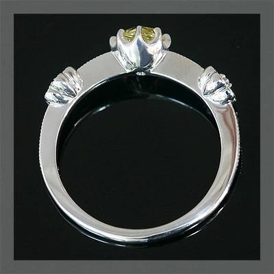 ペールイエローサファイア ローズカットヴィンテージ・デザインリング 誕生石 9月 PT900 K18 K10対応の画像