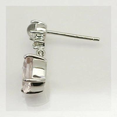 ティアー モルガナイト ラブラドライト　ピアス PT900 K18 K10対応　春色ピンクの画像